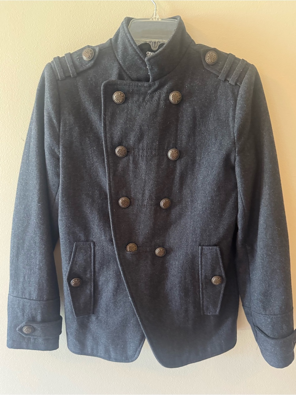 ASOS Men's Double-Breasted Wool Pea Coat